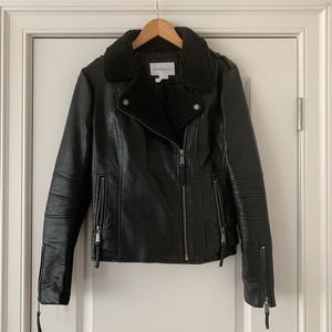 BCBG Black Leather Motorcycle Jacket